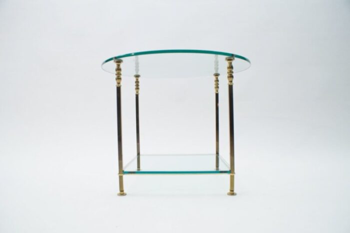 italian round glass and brass coffee table 1970s 6