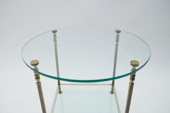 italian round glass and brass coffee table 1970s 8