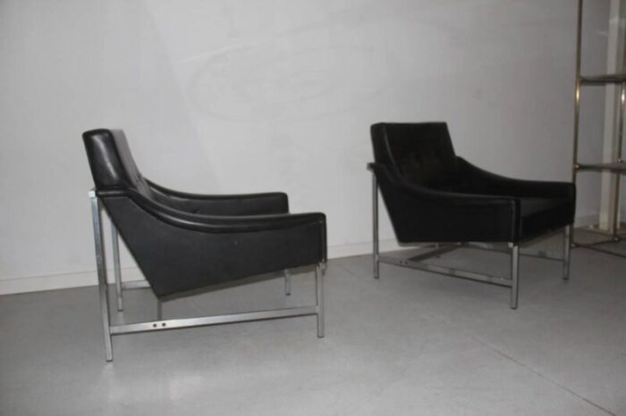 italian steel and faux leather armchairs by pieter de bruyne for arflex 1960s set of 2 5