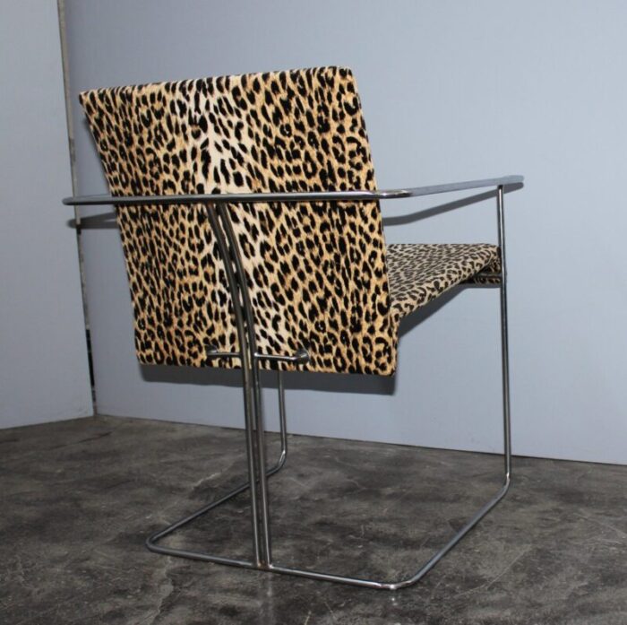 italian tubular chair with leopard pattern from saporiti italia 1960s 4