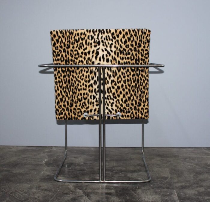 italian tubular chair with leopard pattern from saporiti italia 1960s 5