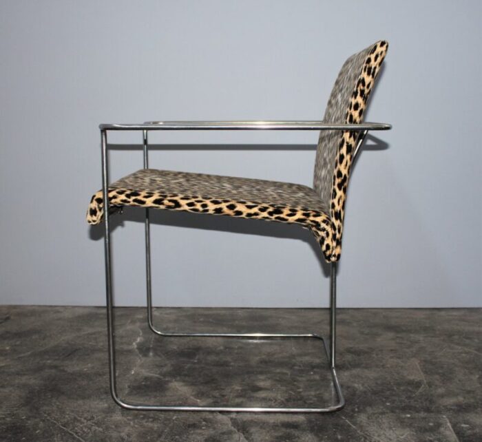 italian tubular chair with leopard pattern from saporiti italia 1960s 6