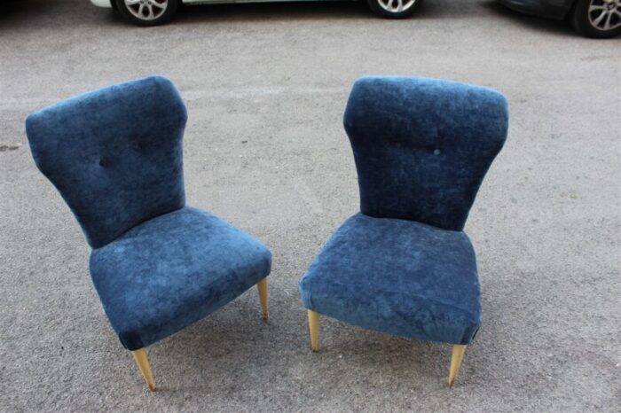 italian velvet lounge chairs 1950s set of 2 1