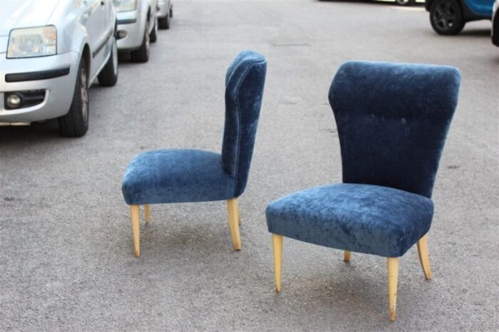 italian velvet lounge chairs 1950s set of 2 7