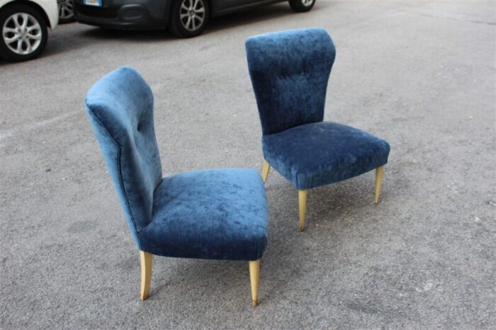 italian velvet lounge chairs 1950s set of 2 8