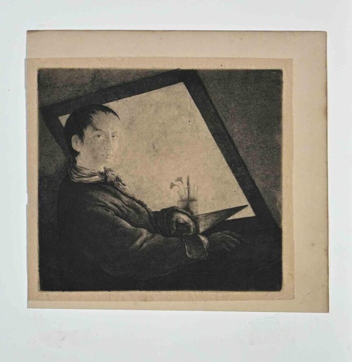 j p norblin de la gourdaine self portrait etching early 1800s 0145