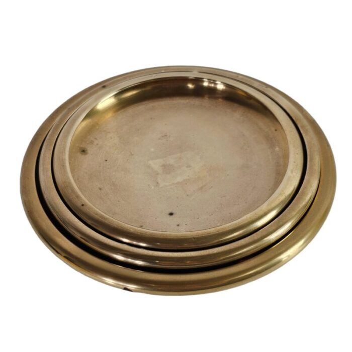 japanese brass nesting round dish set of 3 3448