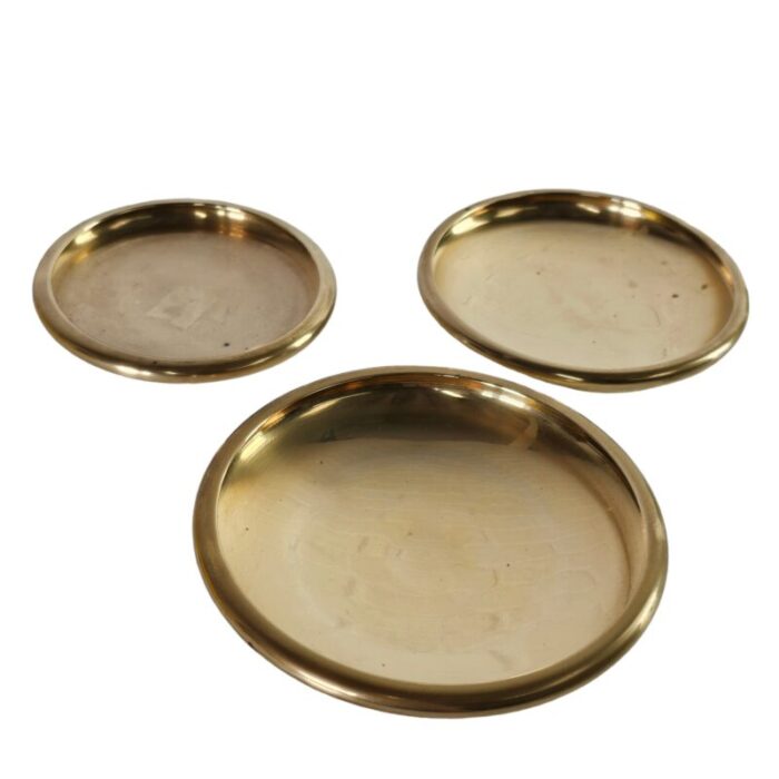 japanese brass nesting round dish set of 3 4495