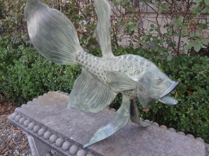 japanese bronze koi fish sculpture 2417