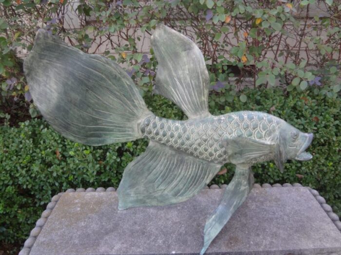 japanese bronze koi fish sculpture 7056