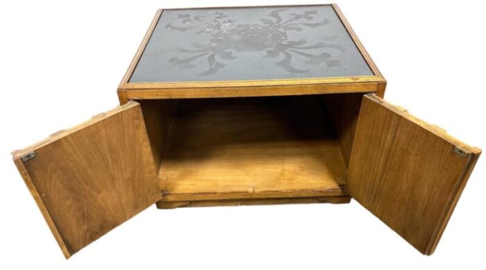 jim peed drexel esperanto square side table with slate top made in 1966 0845