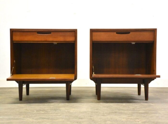 kofod larsen for selig danish teak nightstands a pair 4613