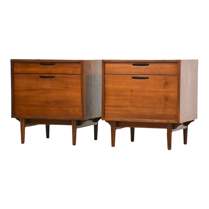 kofod larsen for selig danish teak nightstands a pair 6690