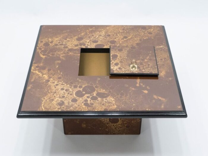 lacquered brass bar coffee table from maison jansen 1970s 4