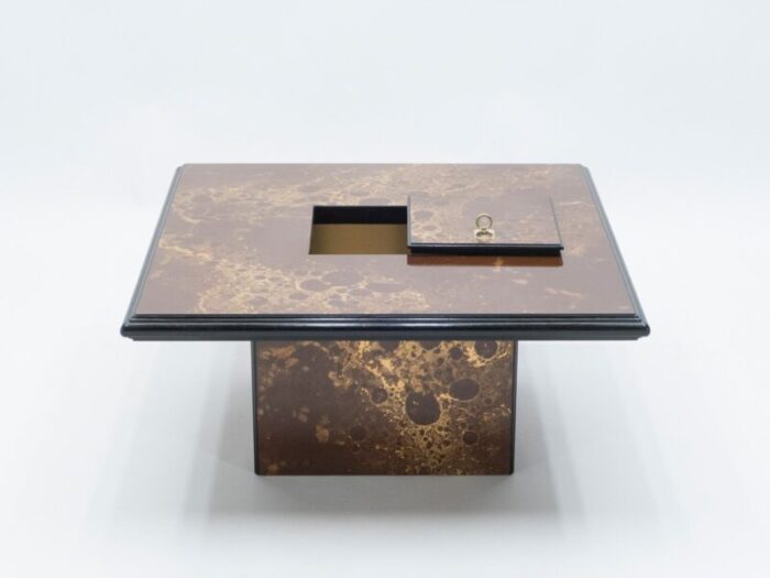 lacquered brass bar coffee table from maison jansen 1970s 6