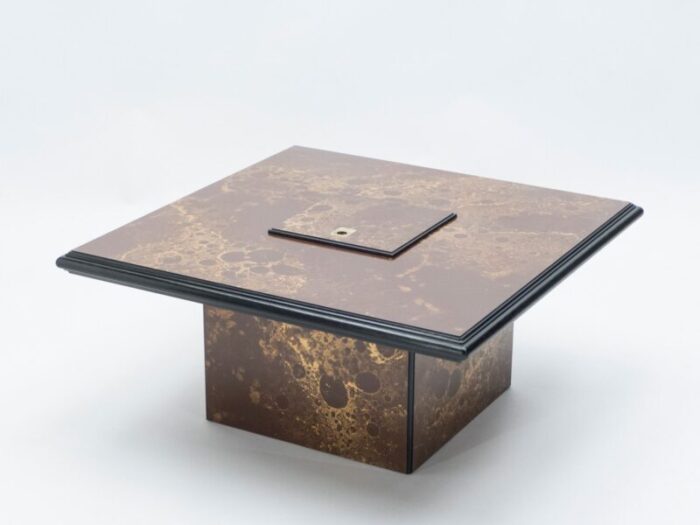 lacquered brass bar coffee table from maison jansen 1970s 7