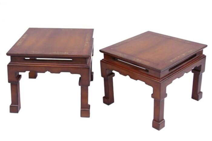 lacquered wooden side tables 1950s set of 2 1