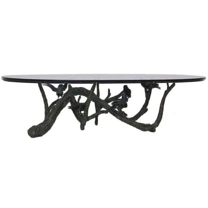 large and heavy bronze tree birds coffee table in the style of giacometti 1960s 1