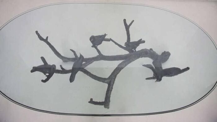 large and heavy bronze tree birds coffee table in the style of giacometti 1960s 5