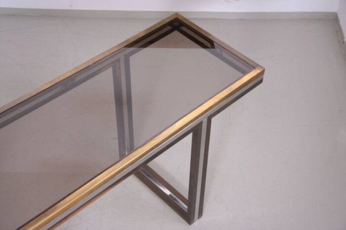 large brass and chrome console table 1970s 5