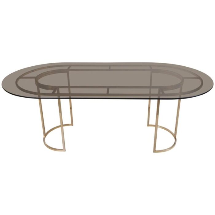 large brass and glass dining table 1970s 1