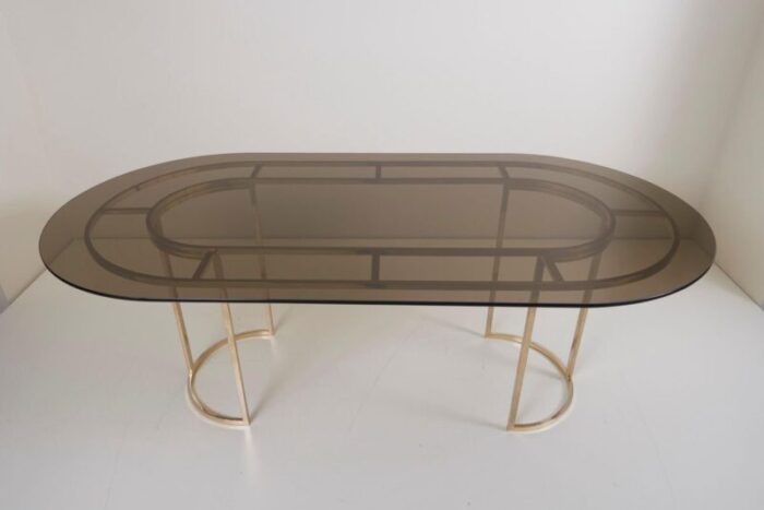 large brass and glass dining table 1970s 3