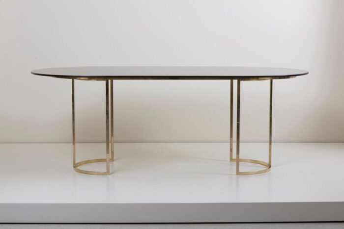 large brass and glass dining table 1970s 6