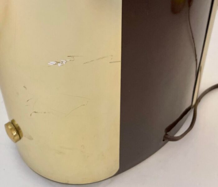 large brown ceramic and gold aluminum table lamp from 70s in the style of goffredo reggiani 7482