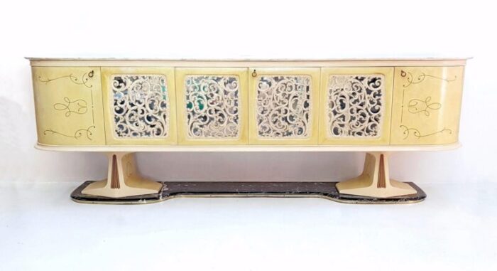 large italian parchment marble buffet 1959 1