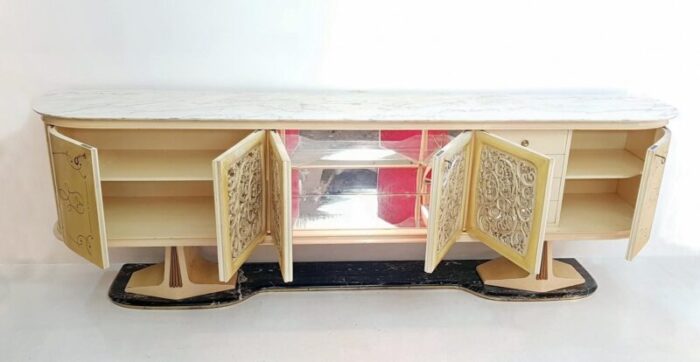 large italian parchment marble buffet 1959 11