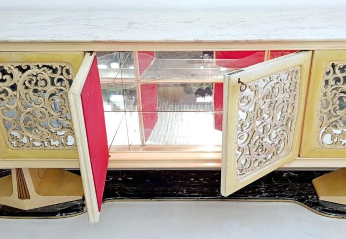 large italian parchment marble buffet 1959 8