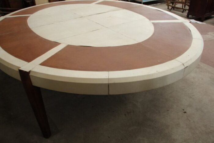 large leather and parchment conference table 1940s 3