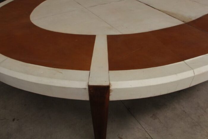 large leather and parchment conference table 1940s 5