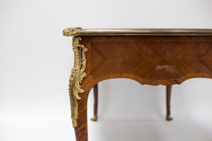 large louis xv style marquetry tulip wood desk 1800s 3