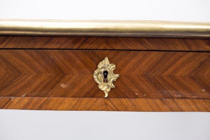 large louis xv style marquetry tulip wood desk 1800s 6