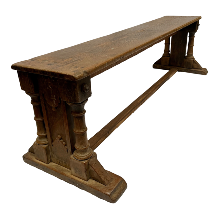 late 19th century antique handcrafted wood bench 8559