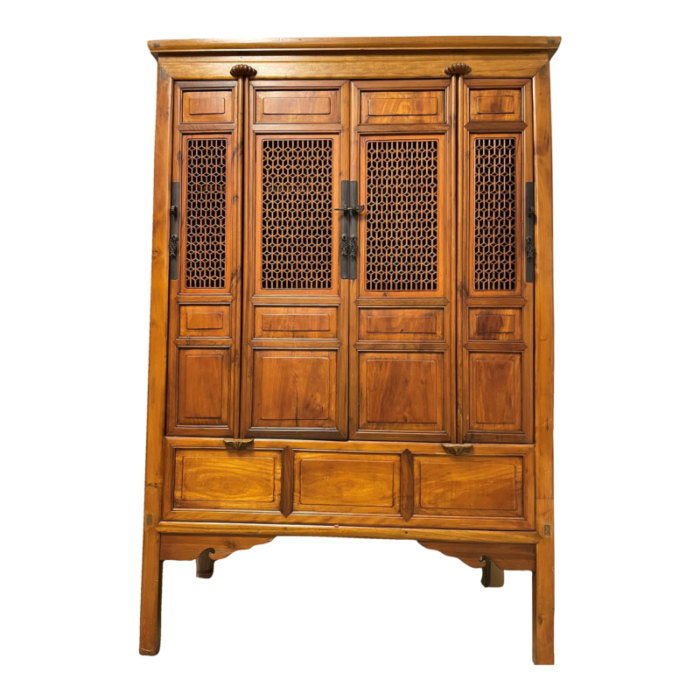 late 19th century chinese antique large natural 4 door cabinet 6091