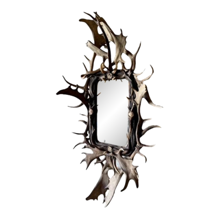 late 19th century large antler mirror 6226