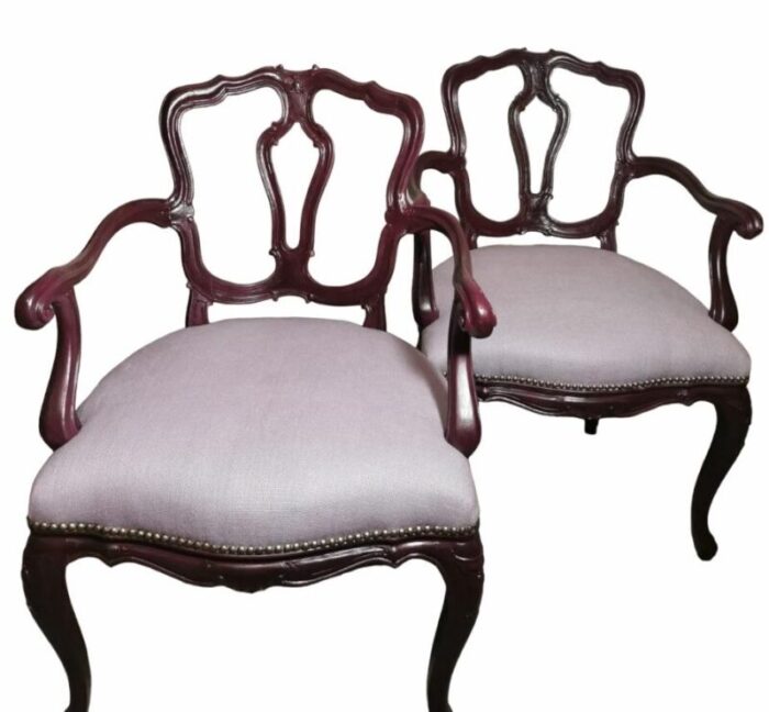 late 19th century louis philippe style pair of chairs with italian armrests model king 2456