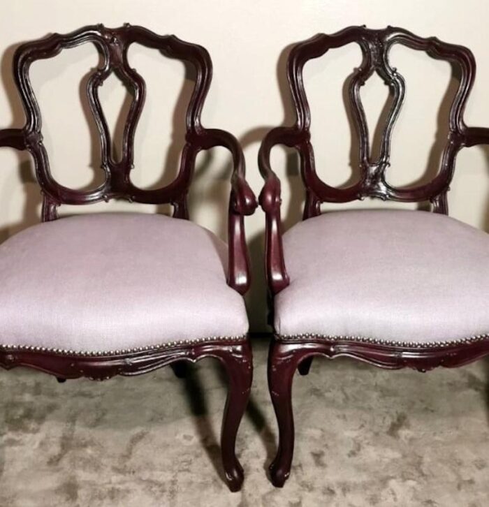 late 19th century louis philippe style pair of chairs with italian armrests model king 3127 scaled