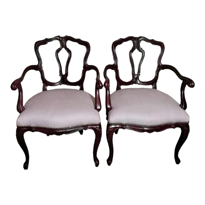 late 19th century louis philippe style pair of chairs with italian armrests model king 4243