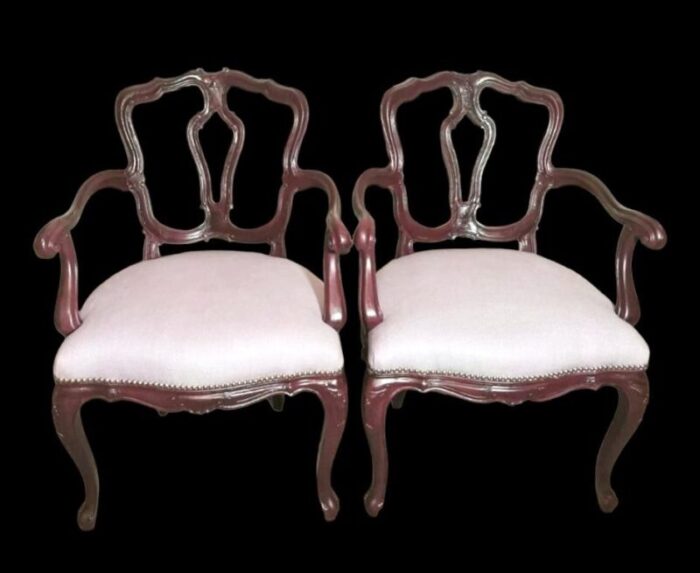 late 19th century louis philippe style pair of chairs with italian armrests model king 4333