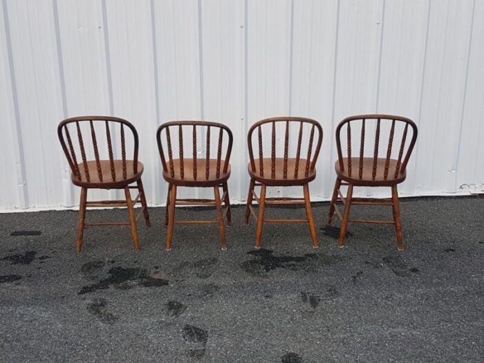 late 19th century vintage spindle back dining chairs set of 4 4586