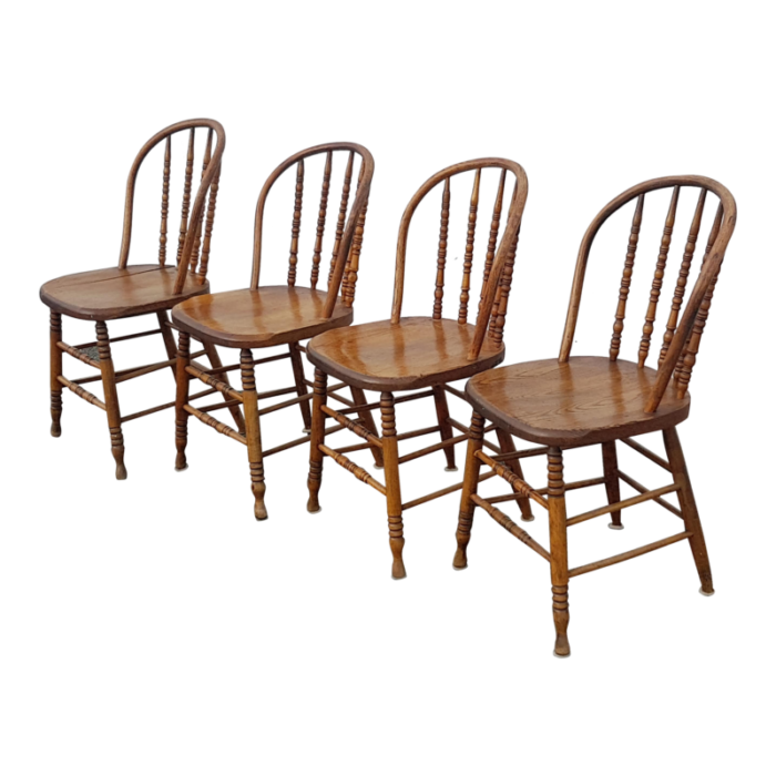 late 19th century vintage spindle back dining chairs set of 4 5873