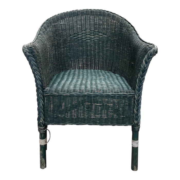 late 20th century green vintage wicker chair 8136