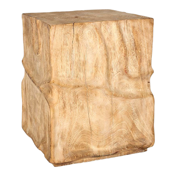 late 20th century organic bleached lychee wood block side table 0832