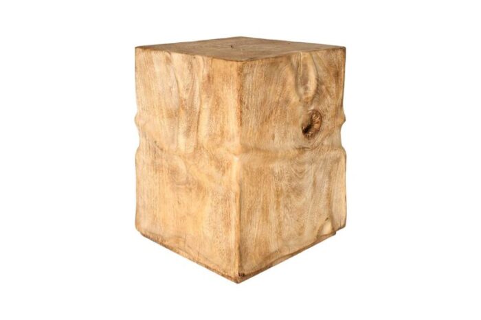 late 20th century organic bleached lychee wood block side table 5594