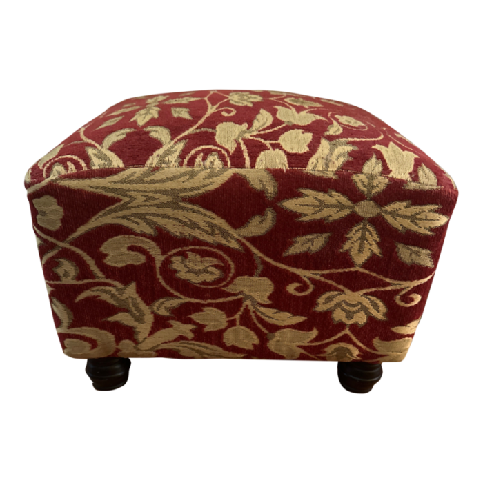 late 20th century red and beige tapestry foot stool 5568