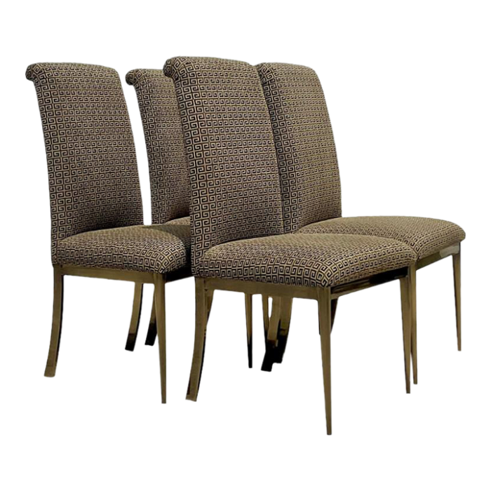 late 20th century vintage contemporary dia burnished brass dining chairs set of 4 0786