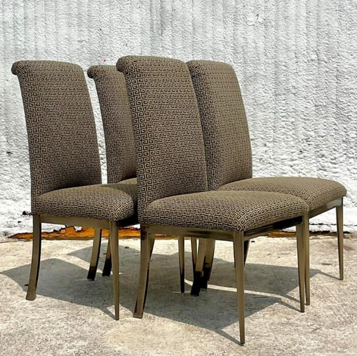 late 20th century vintage contemporary dia burnished brass dining chairs set of 4 5514 scaled